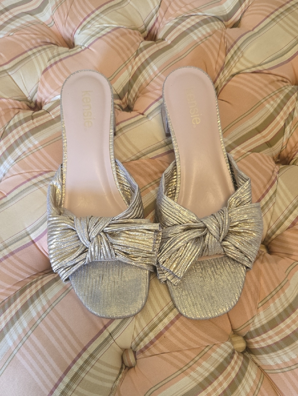 Kensie Metallic Gold  Knot Slide Mules